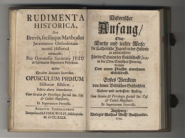 Maximilian Dufrène SJ: Rudimenta Historica 1-3. Augsburg, 1729 - Chiemgau-Antiquariat Steutzger