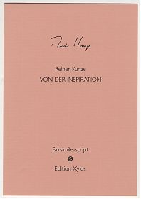 Reiner Kunze/Heinz Stein : Von der Inspiration (mit Orig.-Hozschnitt von Heinz Stein) - Edition-xylos, 1990 - Antiquariat Steutzger / Buch am Buchrain & Wasserburg am Inn
