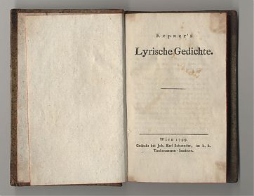 Kepner's Lyrische Gedichte. - Wien, 1799 / Antiquariat Joseph Steutzger / Buch am Buchrain & Wasserburg am Inn