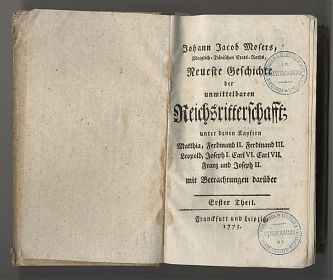 Johann Jakob Moser : Reichsritterschaft, 1775 & 1776 - Antiquariat Joseph Steutzger / Buch am Buchrain & Wasserburg am Inn