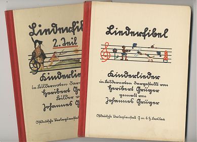 Heribert & Johannes Grüger : Liederfibel/Kinderlieder. - Breslau, Ostdeutsche Verlagsanstalt, 1927 & 1930. - Antiquariat Joseph Steutzger / Buch am Buchrain & Wasserburg am Inn